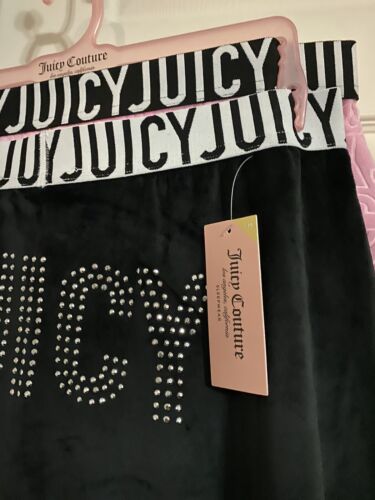 JUICY COUTURE BLACK & PINK VELOUR RHINSTONES LOGO~JC1751~ SLEEP SHORTS ALL SIZES