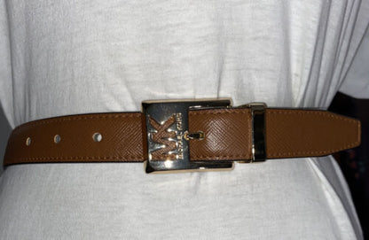MICHAEL KORS BELT REVERSIBLE LUGGAGE/GOLD "SKINNY" BEAUTIFUL GOLD MK BUCKLE WOW!