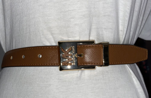 MICHAEL KORS BELT REVERSIBLE LUGGAGE/GOLD "SKINNY" BEAUTIFUL GOLD MK BUCKLE WOW!