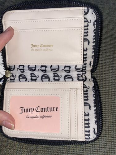 Juicy Couture Pink Denim Black & White Medium Z/A Women Bifold Wallet~STYL ISH