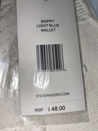 STEVE MADDEN WALLET WRISTLET BLUE (LIGHT-BLUE) SMOOTH TEXTURED