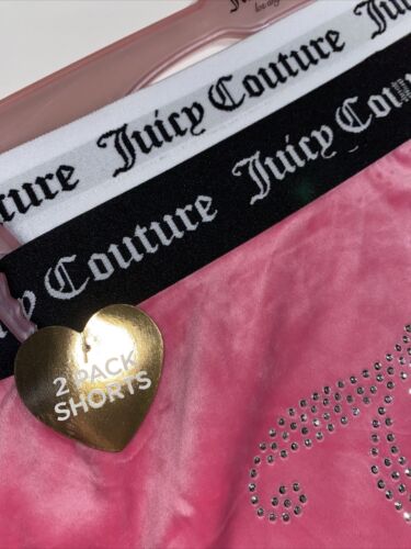 JUICY COUTURE BLACK & PINK VELOUR RHINSTONES LOGO~JC1751~ SLEEP SHORTS ALL SIZES