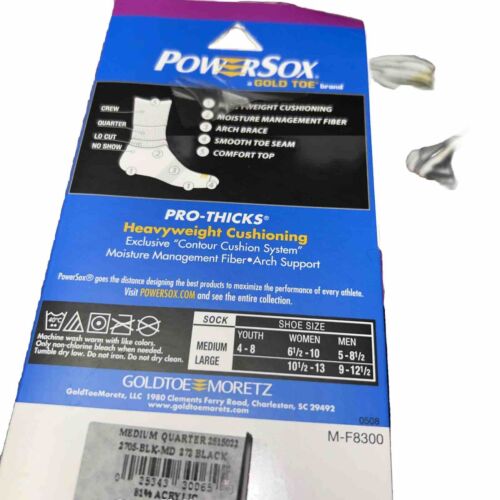 Gold Toe PowerSox  2 Pairs Heavy We Pro-Thick Socks Quarter Crew~ Size M 5-9