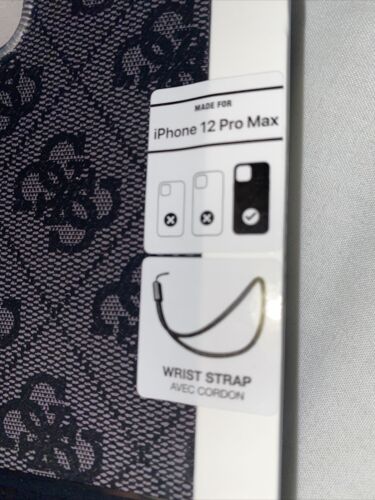 Guess Slim Profile PU Leather Protective Case  iPhone 12 ProMax Black 6.7”-STRAP