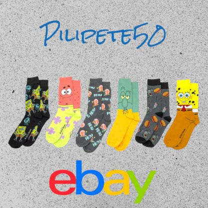 SpongeBob SquarePants Assorted Icons Men's 6-Pair Pack of Crew Socks Multi-Color