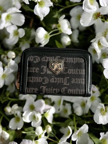 Juicy Couture Wallet-Black Taupe Liquorice Flawless Medium Double Zip Around