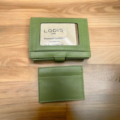 LODIS Coin Purse Bifold Card Wallet Green Genuine Leather-ABSOLUTELY BEAUTIFUL!