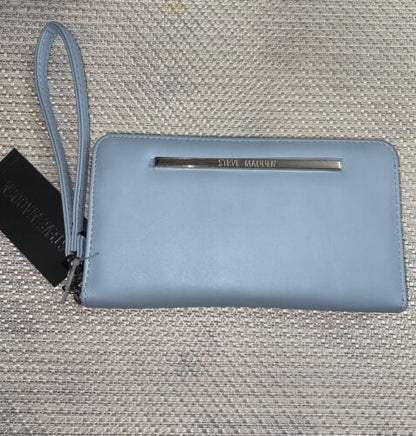 STEVE MADDEN WALLET WRISTLET BLUE (LIGHT-BLUE) SMOOTH TEXTURED