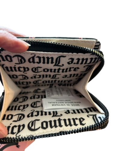 JUICY COUTURE DITZI ROSE BLACK PRETTY BOW SMALL ZIP AROUND WALLET-GREAT & UNIQUE