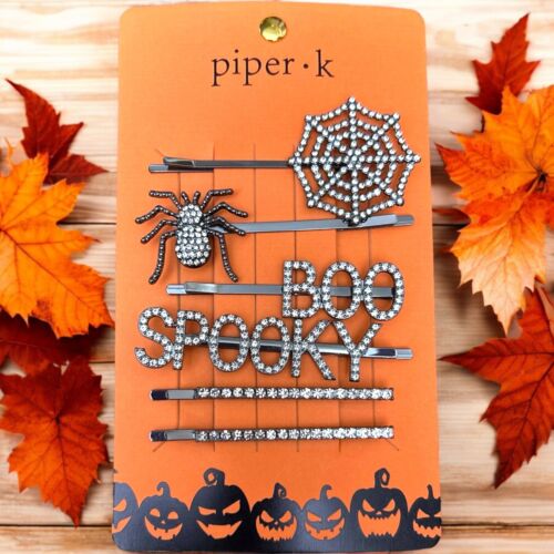 Piper K  Halloween Hair Accessories Boo, Spooky, Spider & Spider Web~Rhinestones