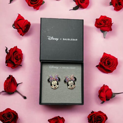 Disney X Baublebar Autumn Plaid Bow Minnie Mouse Sparkle Earrings 🆓📦