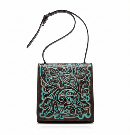 Patricia Nash Girona Crossbody Bag ~ Turquoise Tooled Leather ~ Style P892244 ~ NEW