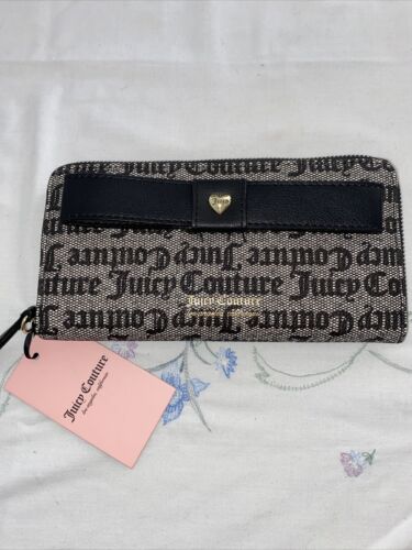 Juicy Couture Peek A Bow LG Black Logo 13JCABFJC-GBK Wallet Card Organizer CUTE!