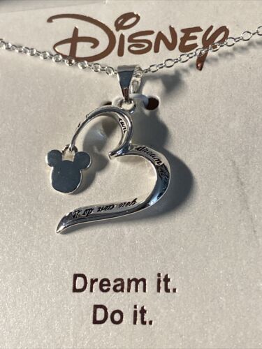 Disney LA Rocks Mickey Mouse “Dream It Do It” NIB Fine Silver Plated Necklace
