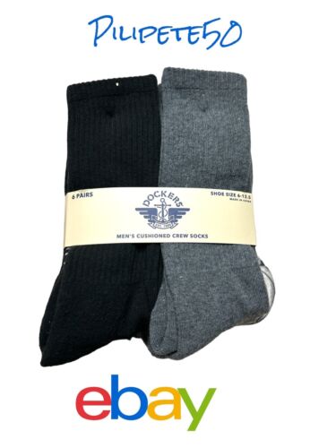 DOCKERS Men 6 Pairs ATHLETIC CUSHIONED BREATHABLE CREW SOCKS All Season 2 Colors