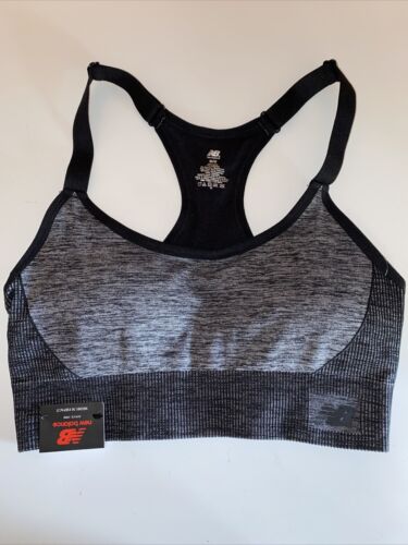 New Balance Medium Impact Sports Bra Style #112004 Black/Silver Size LARGE