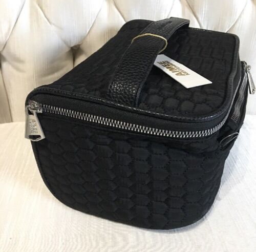 Aimee Kestenberg Adele Black Quilt 2 Piece Silver Zip. Cosmetic set T00135 NWT