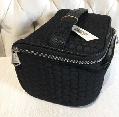 Aimee Kestenberg Adele Black Quilt 2 Piece Silver Zip. Cosmetic set T00135 NWT