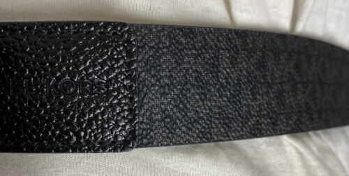 MICHAEL KORS BELT BLACK WITH MINI PRINTED MK LOGO TRIPLE BELT LOOP WITH STUDS