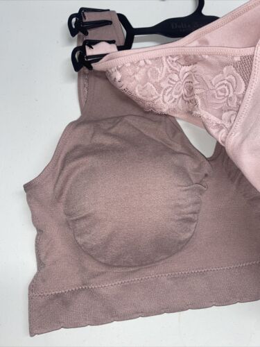 Delta Burke 2-Pack Seamless Bras Sz.2X Soft Comfort Lounge Removable Pads~ CUTE!