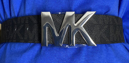MICHAEL KORS BELT BLACK MK LOGO WITH MK LOGO SILVER BUCKLE A SURE WINNER!!