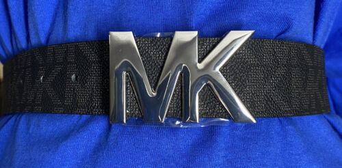 MICHAEL KORS BELT BLACK MK LOGO WITH MK LOGO SILVER BUCKLE A SURE WINNER!!