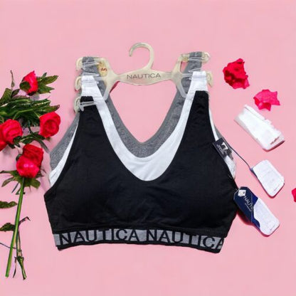 NÁUTICA 3 PACK INTIMATES LOUNGE COMFORT BRAS SIZE MEDIUM RETAIL $54 BEAUTIFUL!