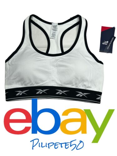 Reebok Seamless Bra~BLACK&WHITE Medium Support LARGE~ MSRP $40 BEAUTIFUL!