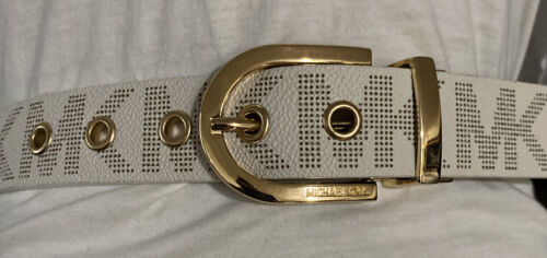 MICHAEL KORS BELT REVERSIBLE VANILLA PRINTED LOGO/BROWN PRINTED LOGO BEAUTIFUL!!