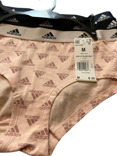 Adidas Women's 3-PK Cotton Boyshort Underwear  4A1H32 (Size M) NWT MSRP $36