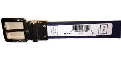 MICHAEL KORS BELT REVERSIBLE TAN/NAVY WITH MK PRINTED LOGO SKINNY JUST ARRIVED
