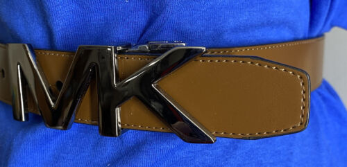 Michael Kors Belt Reversible Luggage/Mocha With Silver Mk Logo Buckle Beautiful