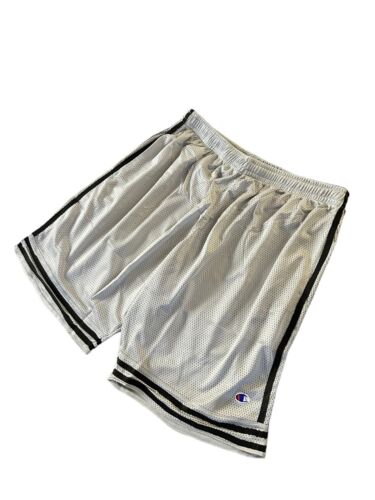 Champion Basketball Shorts Mens~L Gray Mesh~Black Stripes~ Gym NEW