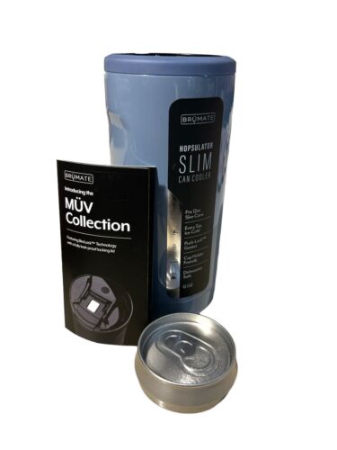 BRUMATE HOPSULATOR SLIM CAN COOLER 12oz. DENIM BLUE-NEW! Tumbler 12oz~COOL!
