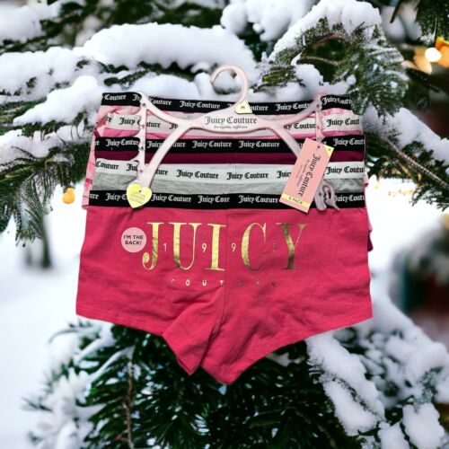 Juicy Couture~Women Boyshort Underwear Panties Cotton Blend 5-Pair JC7530~WOW~M