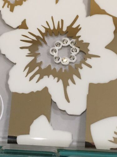 KATE SPADE PHONE CASE WHITE FLOWER GOLD ACCENTS RHINESTONE iPhone XR -NEW