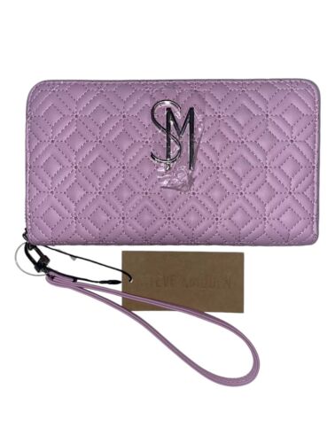 STEVE MADDEN WALLET WRISTLET PINKIE BANGELO SMOOTH TEXTURED SILVER ZIPPER