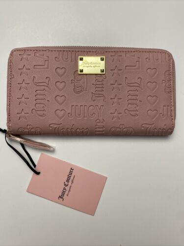 JUICY COUTURE WALLET ORGANIZER- CLUTCH EMBOSSED LOGO-FRONT ZIP & ZIP AROUND CUTE