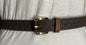 MICHAEL KORS BELT BROWN WITH PRINTED MK LOGO WITH TAN BELT LOOP AND GOLD BUCKLE