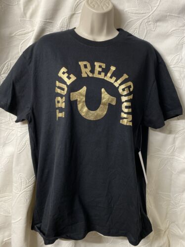 True Religion T-Shirt Gold Horse Shoe Black~Blend Cotton~Multicolor~All Sizes