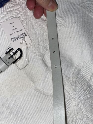 MICHAEL KORS Fanny Pack White Light Gray Edge And Logo Med  Genuine Leather!