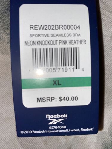 Reebok Sport Seamless Neon Knock￼ Out Pink￼ Bra  XLARGE Retail $40 NEW
