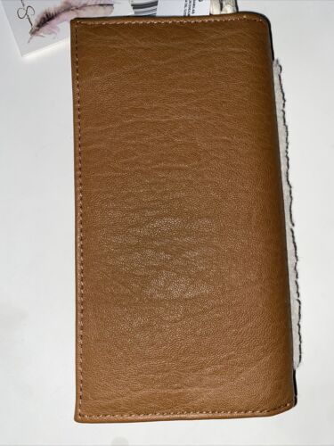 Jessica Simpson Vienna Bifold Wristlet Wallet Shearling Sherpa Almond Brown