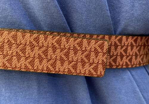 MICHAEL KORS BELT REVERSIBLE MK LOGO VIOLET TO WHITE GOLD BUCKLE WOW!!