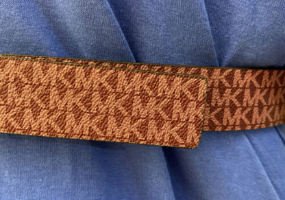 MICHAEL KORS BELT REVERSIBLE MK LOGO VIOLET TO WHITE GOLD BUCKLE WOW!!