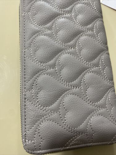 Betsey Johnson Zip Around Wallet/Wristlet Stitch Hearts 💕 GRAY-CUTE!!