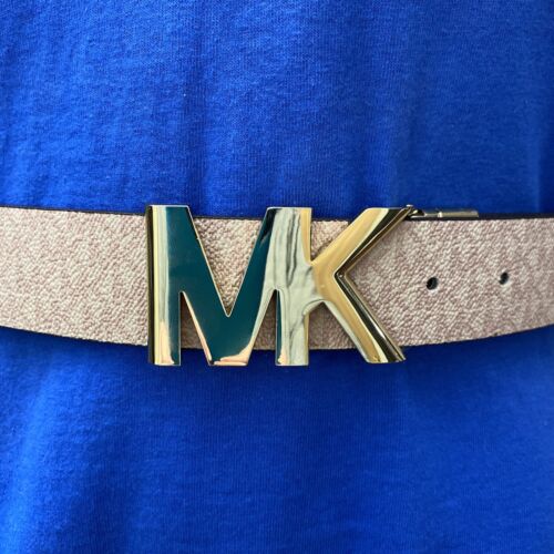 MICHAEL KORS BELT REVERSIBLE SOFT PINK TO WHITE GOLD MK BUCKLE "SO NICE"!