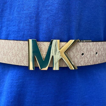 MICHAEL KORS BELT REVERSIBLE SOFT PINK TO WHITE GOLD MK BUCKLE "SO NICE"!
