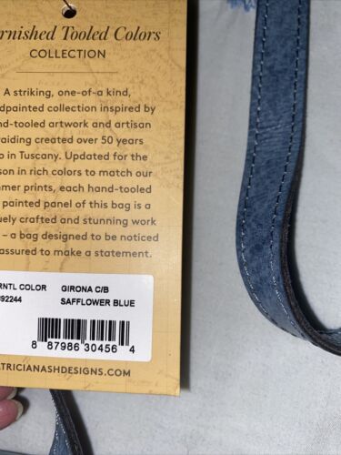PATRICIA NASH GIRONA NWT BRNTL SAFFLOWER BLUE TOOLED LEATHER XBDY BAG-REAR FIND!