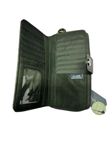 Nautica Wallet Clutch RFID Protection-Black&White Stripes~Bifold Logo-Zip Around